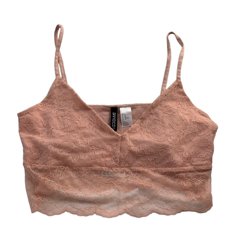 H&M Women's Pink Lace Crop Top - M